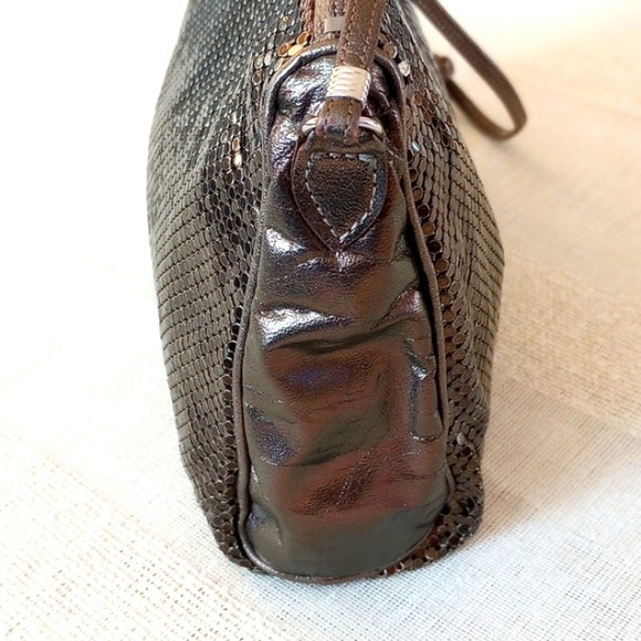 Vintage Whiting & Davis Bronze Mesh and Leather Crossbody/Shoulder Bag - Picture 3 of 15